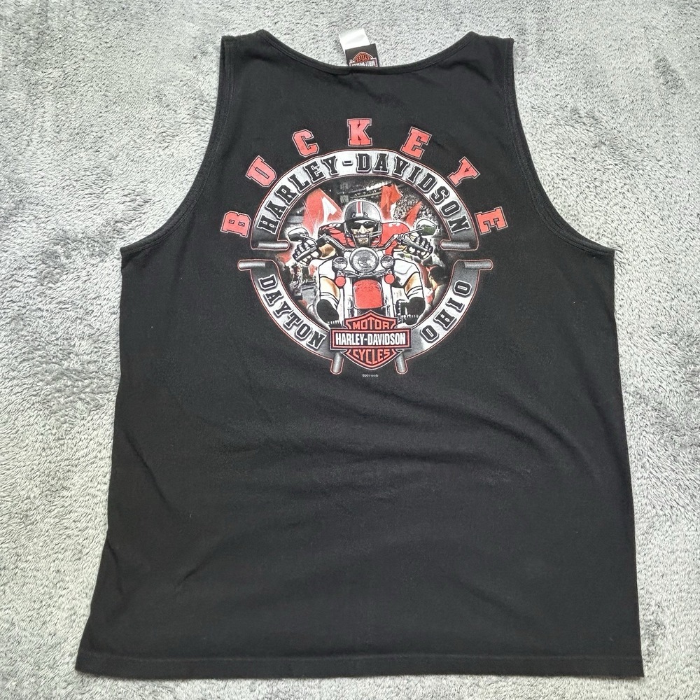 Harley-Davidson Tank Top Mens XL Black Buckeye Dayton Ohio Football Biker 2011